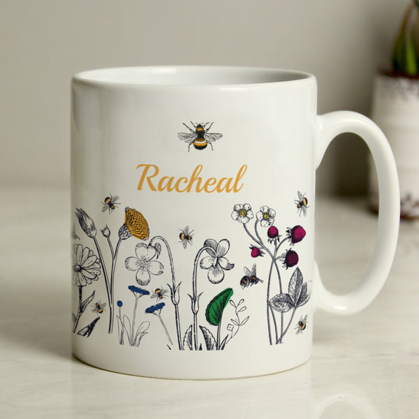 Personalised Wild Flowers Mug in gift category Personalised Mugs