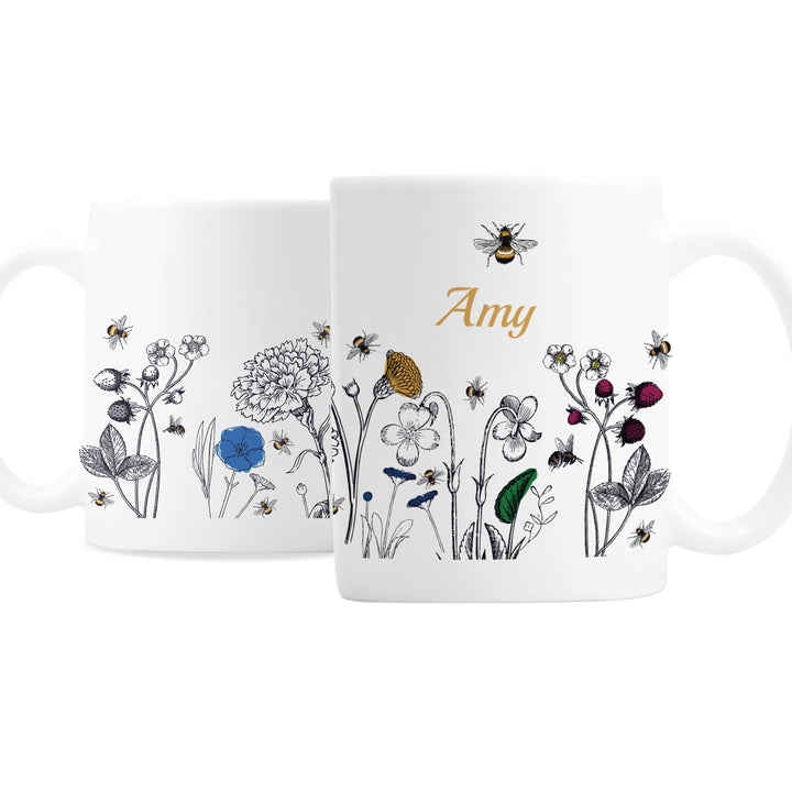 Personalised Wild Flowers Mug in gift category Personalised Mugs