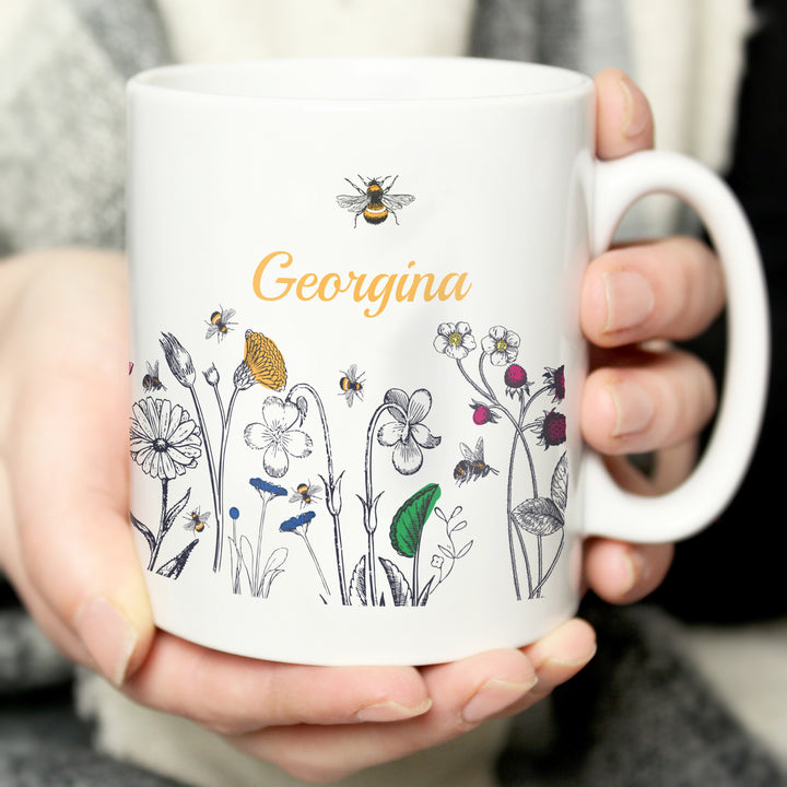 Personalised Wild Flowers Mug in gift category Personalised Mugs