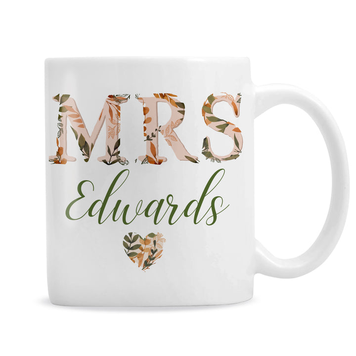 Buy Personalised Mrs Autumnal Mug at www.giftsfinder.co.uk