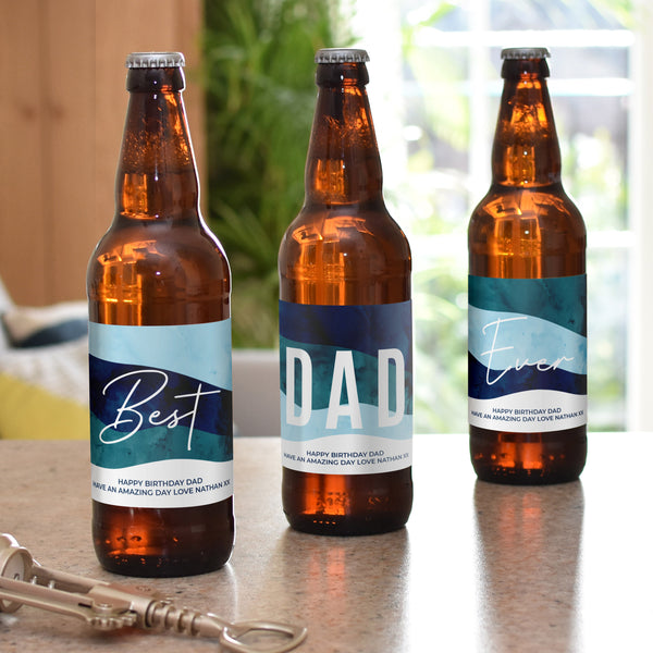 Buy Personalised Best Dad Ever Pack of 3 Beer available now at www.giftsfinder.co.uk