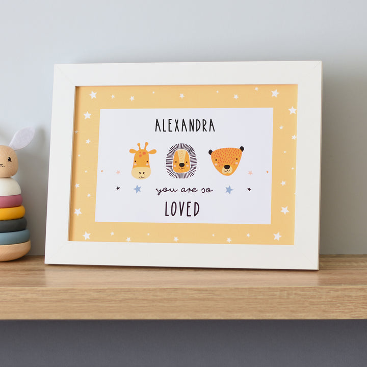 Personalised So Loved Nursery A4 Framed Print in gift category Personalised Framed Prints