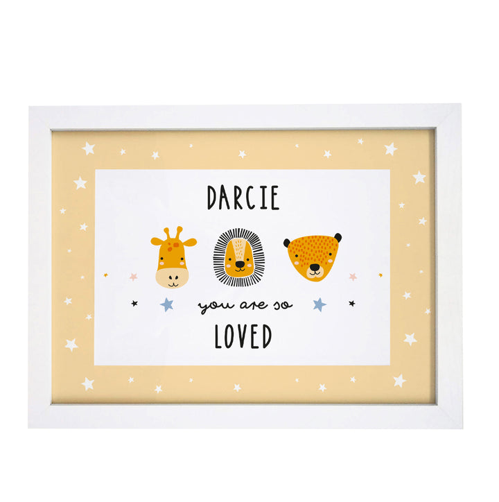 Personalised So Loved Nursery A4 Framed Print in gift category Personalised Framed Prints