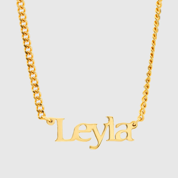 Personalised Name Necklace Chunky Curb Chain Gold Vermeil - part of the  collection