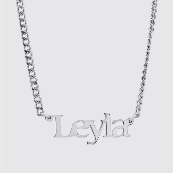 Personalised Name Necklace Chunky Curb Chain Silver - part of the  collection