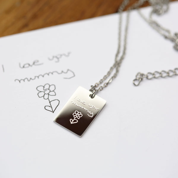 Dazzle Personalised Necklace Own Handwriting Engraving 