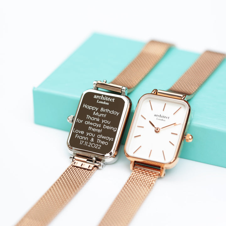 Ladies Archiect Lille - Rose Gold - Modern Font Engraving - Wear We Met