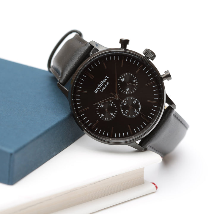 Contactless Payment Watch - Men's Motivator + Jet Black Strap + Modern Font Engraving - Wear We Met