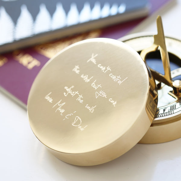 Personalised Own Handwriting Nautical Sundial Compass - part of the Personalised Compasses collection