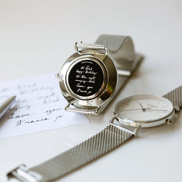 Handwriting Engraving - Men's Architect Zephyr, Steel Silver Mesh Strap - part of the Personalised Watches collection