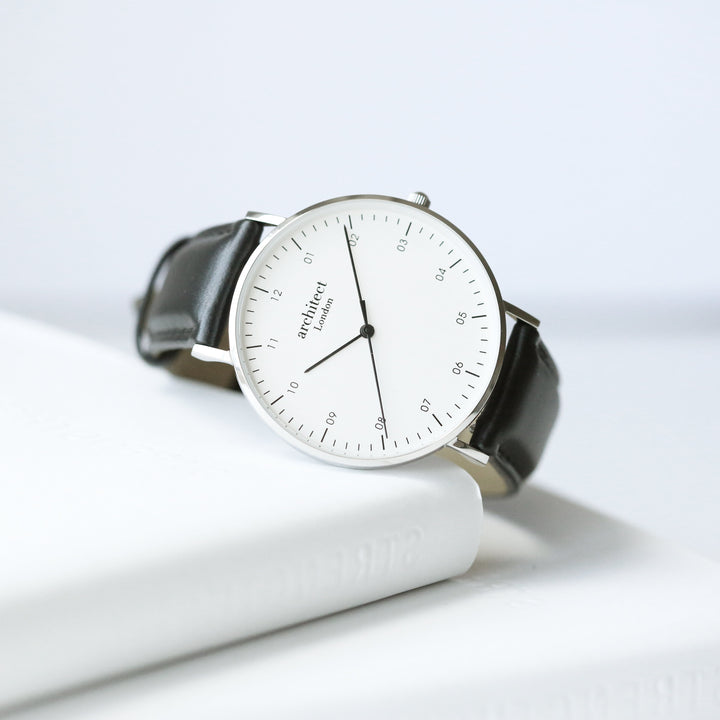 Contactless Payment Watch - Men's Architect Zephyr + Jet Black Strap + Own Handwriting Engraving - Wear We Met