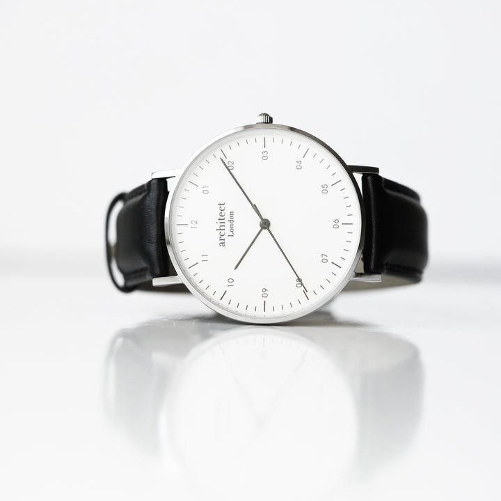 Modern Font Engraving - Men's Architect Zephyr + Jet Black Strap - Wear We Met