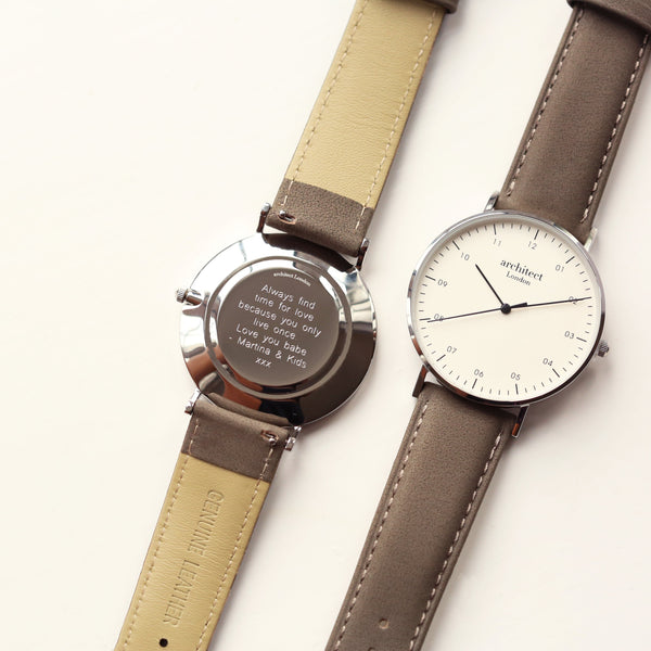 Modern Font Engraving - Men's Architect Zephyr, Urban Grey Strap - part of the Personalised Watches collection