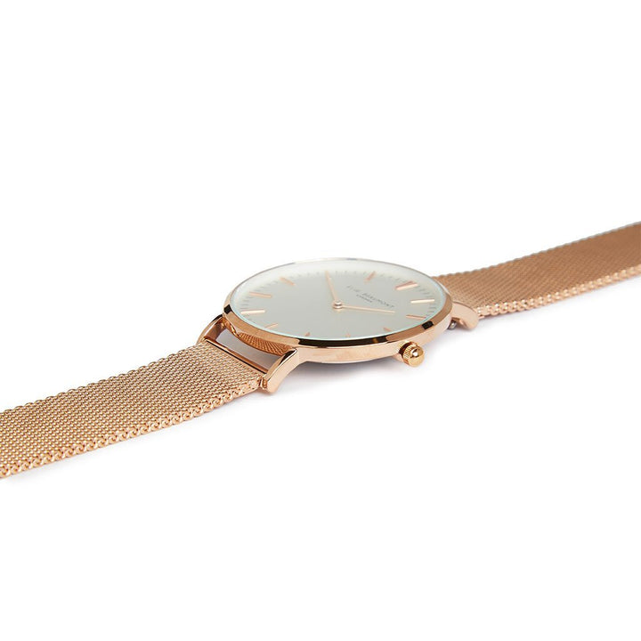 Own Handwriting Engraved Elie Beaumont Ladies Watch Rose Gold White Dial - Wear We Met