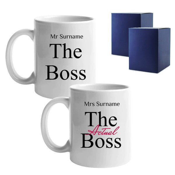 His and Hers Mug Set, The Boss and The Actual boss, 11oz/312ml Mugs () available to buy now at www.giftsfinder.co.uk