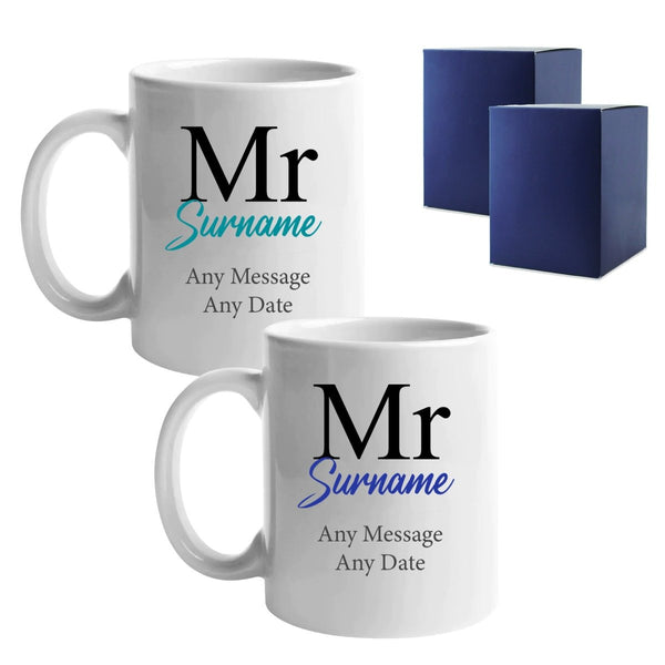 Buy Mr and Mr Mug Set, Classic Font Design, Ceramic 11oz/312ml Mugs available now at www.giftsfinder.co.uk