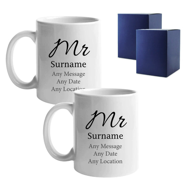 Buy Mr and Mr Mug Set, Elegant Font Design, Ceramic 11oz/312ml Mugs available now at www.giftsfinder.co.uk