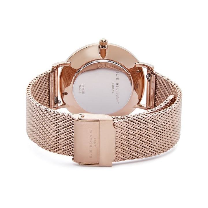 Own Handwriting Engraved Elie Beaumont Ladies Watch Rose Gold White Dial - Wear We Met