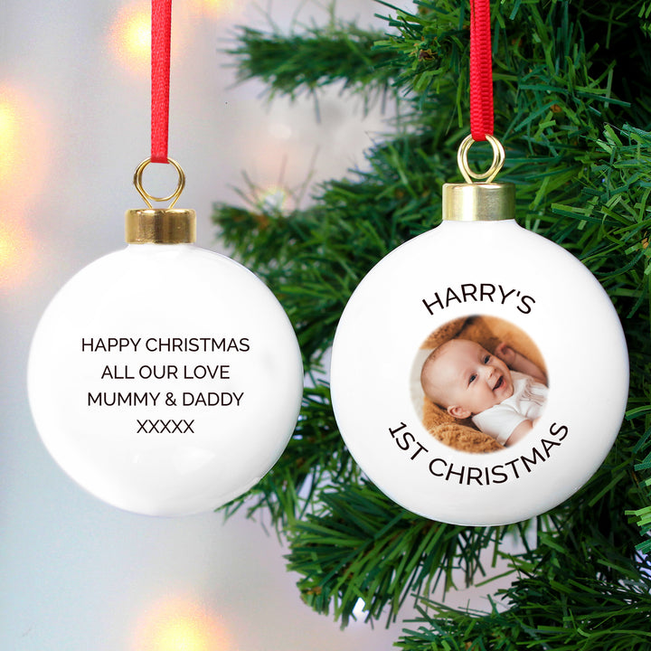 Buy Personalised Photo Upload Bauble at www.giftsfinder.co.uk