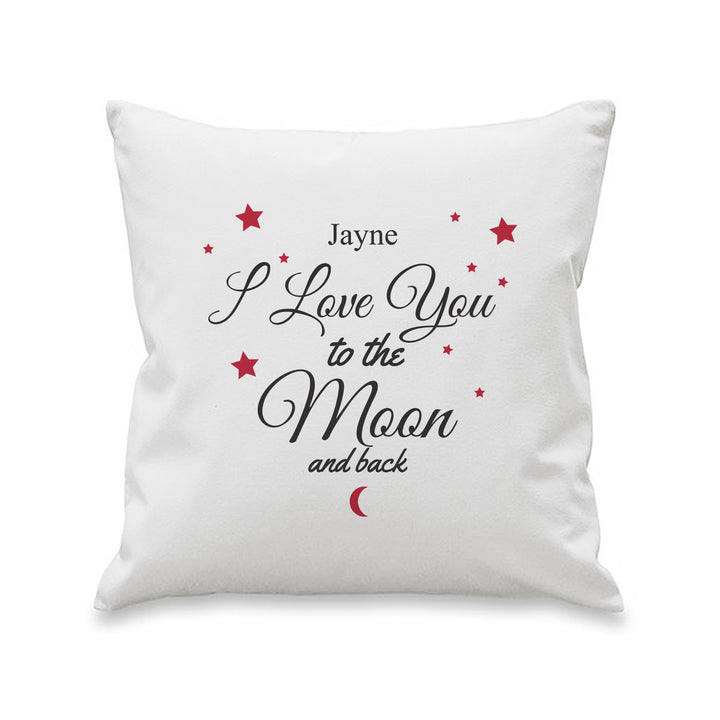 Personalised To The Moon & Back White Cushion in gift category Personalised Cushions