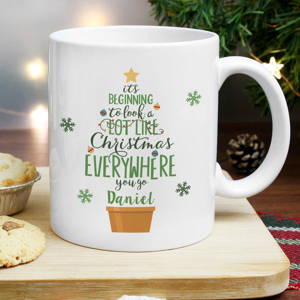 Buy Personalised Its Beginning To Look A Lot Like Xmas Mug available now at www.giftsfinder.co.uk