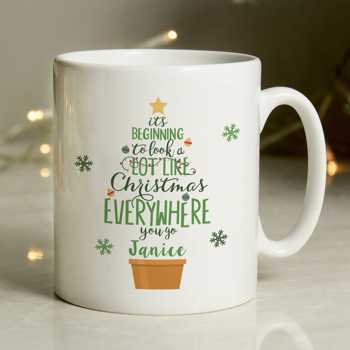 Buy Personalised Its Beginning To Look A Lot Like Xmas Mug available now at www.giftsfinder.co.uk