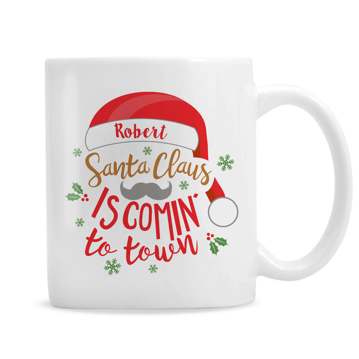 Personalised Santa Claus Is Comin To Town Mug in gift category Personalised Mugs