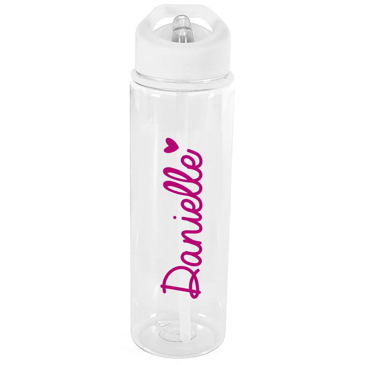 Buy Personalised Pink Heart Name Only Water Bottle at www.giftsfinder.co.uk