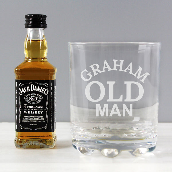 Buy Personalised Old Man Tumbler and Whiskey Miniature Set at www.giftsfinder.co.uk