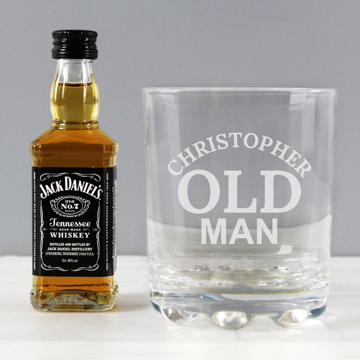 Personalised Old Man Tumbler And Whiskey Miniature Set - part of the Gifts Finder Personalised Miniature Sets collection