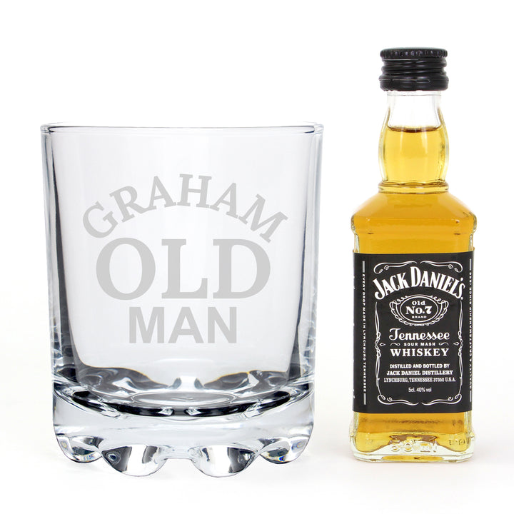 Personalised Old Man Tumbler And Whiskey Miniature Set - part of the Gifts Finder Personalised Miniature Sets collection