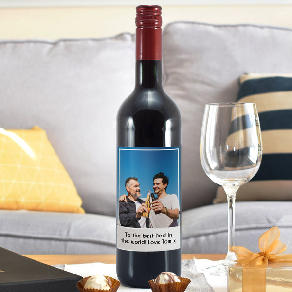 Buy Personalised Photo Upload Red Wine at www.giftsfinder.co.uk