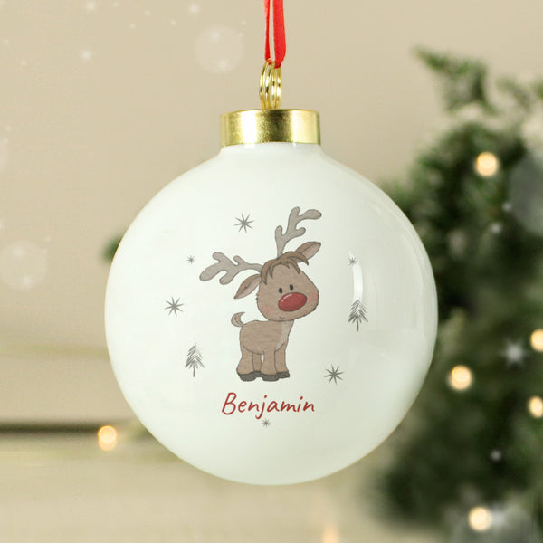 Buy Personalised Little Reindeer Bauble available now at www.giftsfinder.co.uk