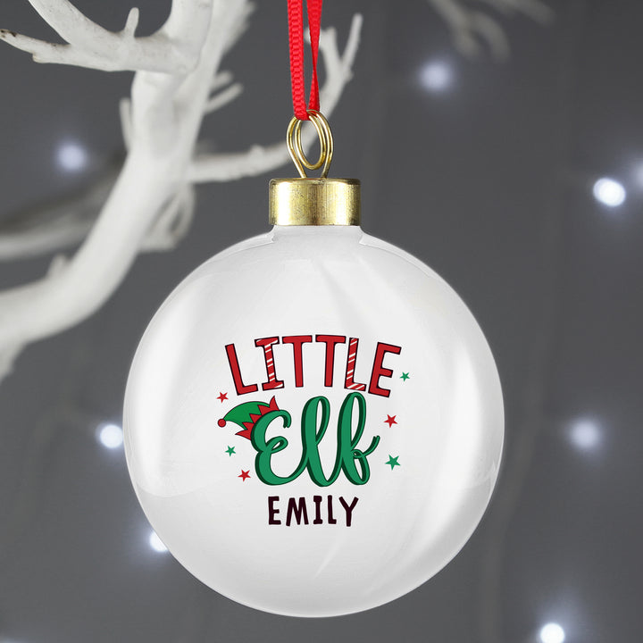 Buy Personalised Little Elf Bauble available now at www.giftsfinder.co.uk