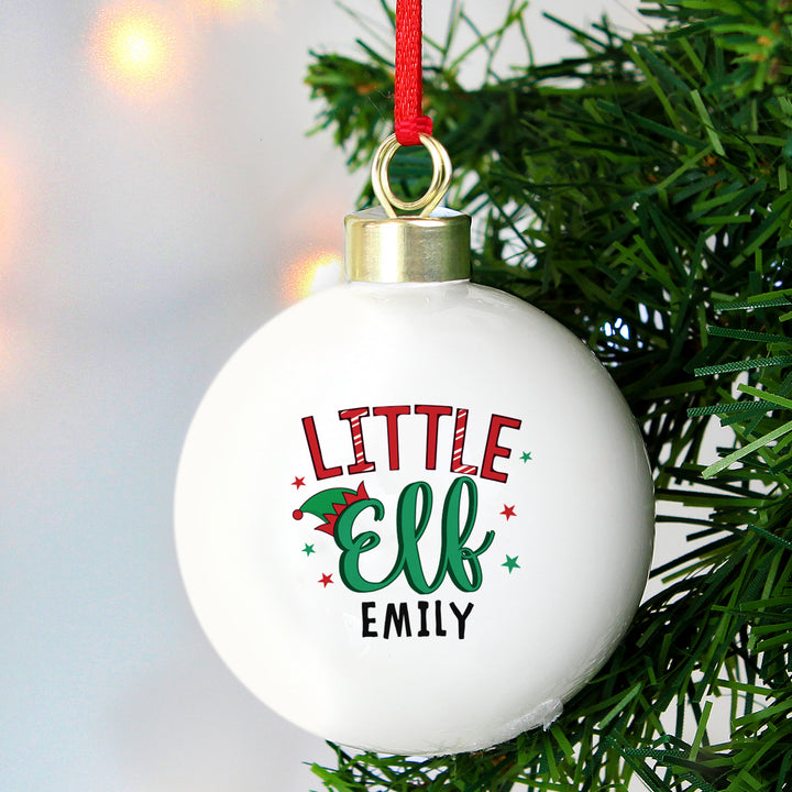 Buy Personalised Little Elf Bauble available now at www.giftsfinder.co.uk