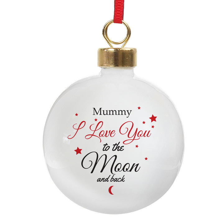 Personalised To The Moon & Back Bauble in gift category Personalised Baubles