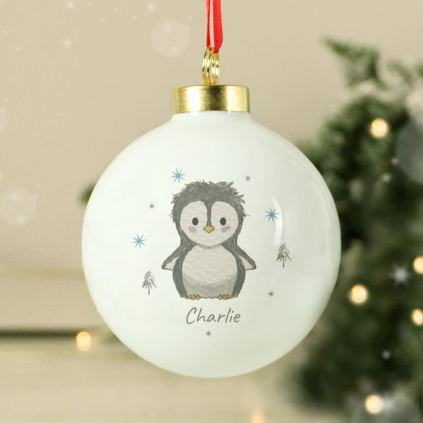 Buy Personalised Pebbles the Penguin Bauble at www.giftsfinder.co.uk