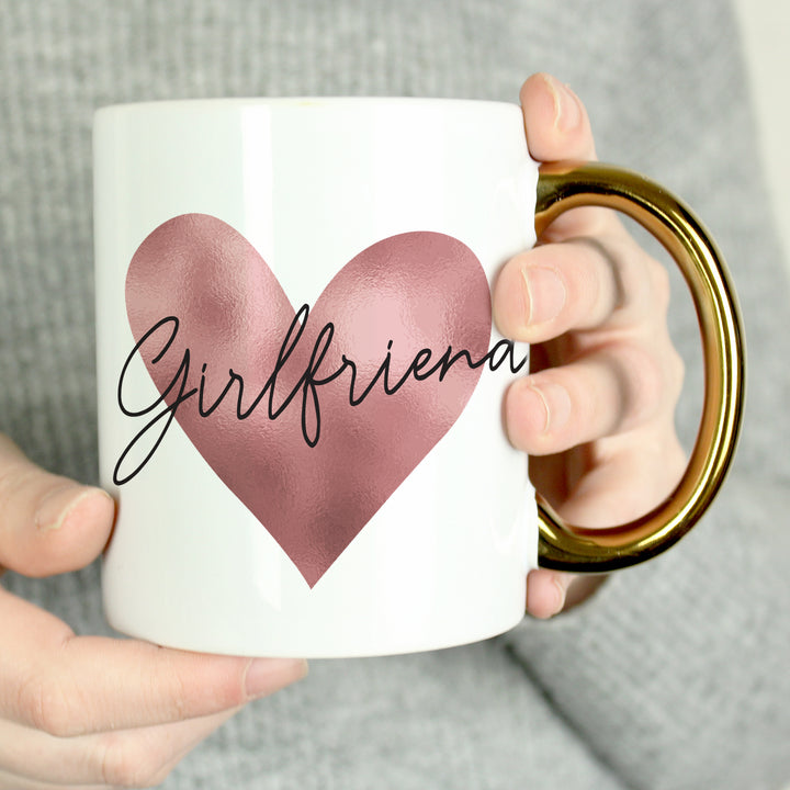 Buy Personalised Rose Gold Heart Handled Mug at www.giftsfinder.co.uk