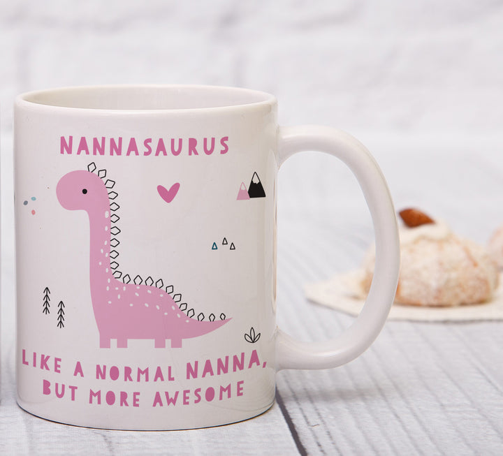 Buy Personalised More Awesome Pink Dinosaur Mug available now at www.giftsfinder.co.uk