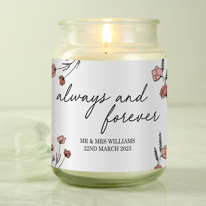 Buy Personalised Always & Forever Large Scented Jar Candle available now at www.giftsfinder.co.uk