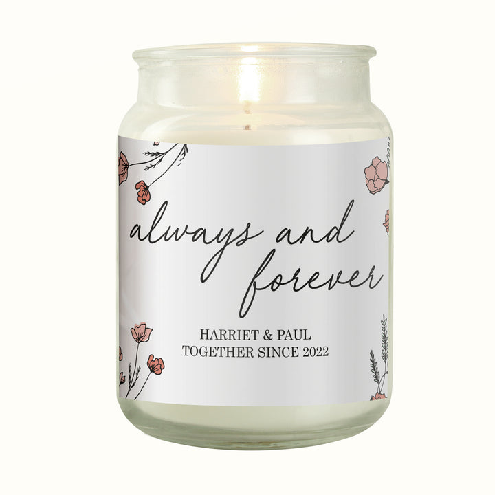 Buy Personalised Always & Forever Large Scented Jar Candle available now at www.giftsfinder.co.uk