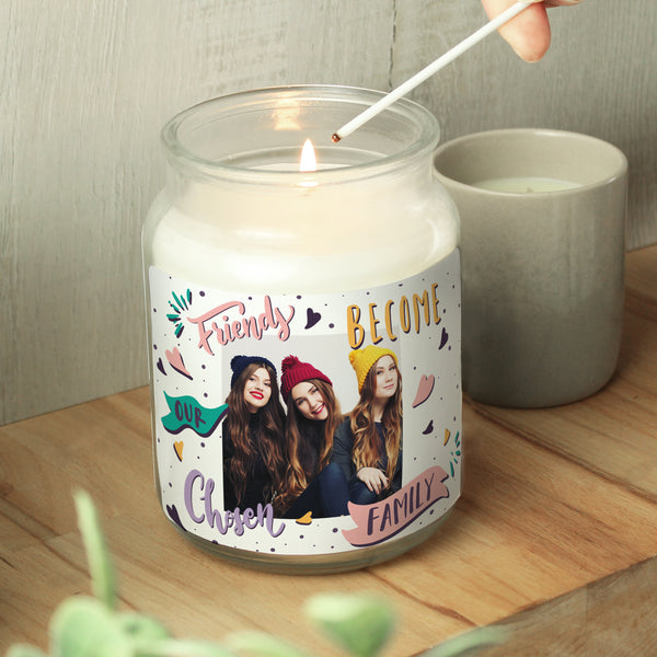 Buy Personalised Chosen Family Photo Upload Large Scented Jar Candle available now at www.giftsfinder.co.uk