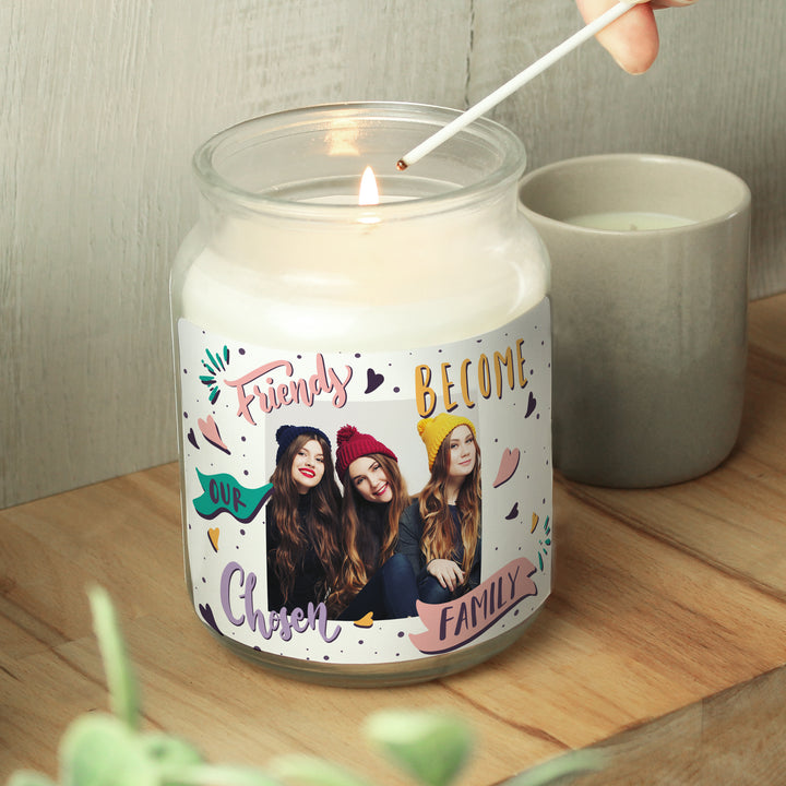 Buy Personalised Chosen Family Photo Upload Large Scented Jar Candle available now at www.giftsfinder.co.uk