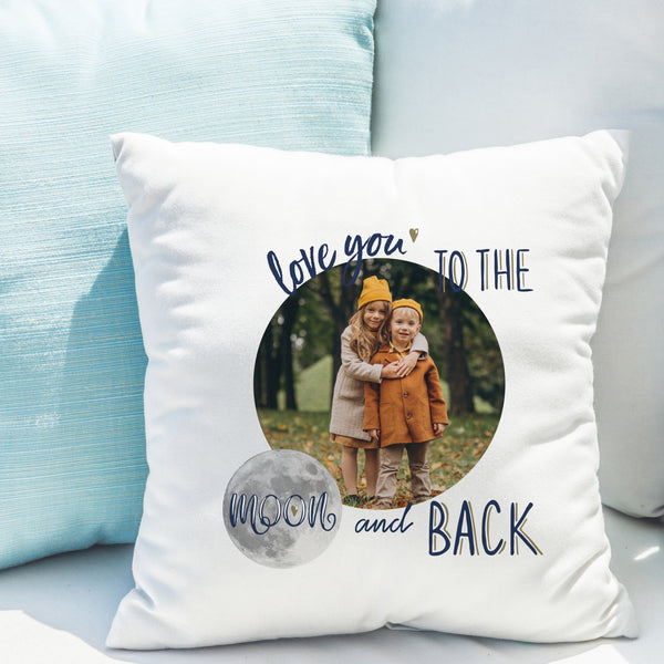 Buy Personalised Moon & Back Photo Upload Cushion available now at www.giftsfinder.co.uk