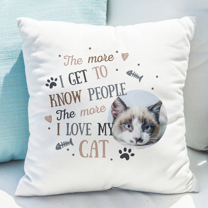 Buy Personalised I Love My Cat Photo Upload Cushion available now at www.giftsfinder.co.uk