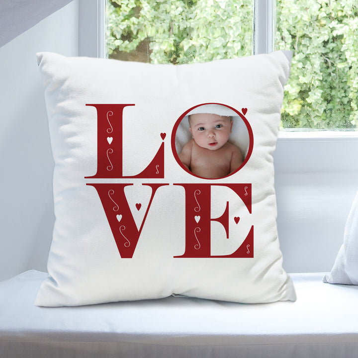 Buy Personalised LOVE Photo Upload Cushion available now at www.giftsfinder.co.uk