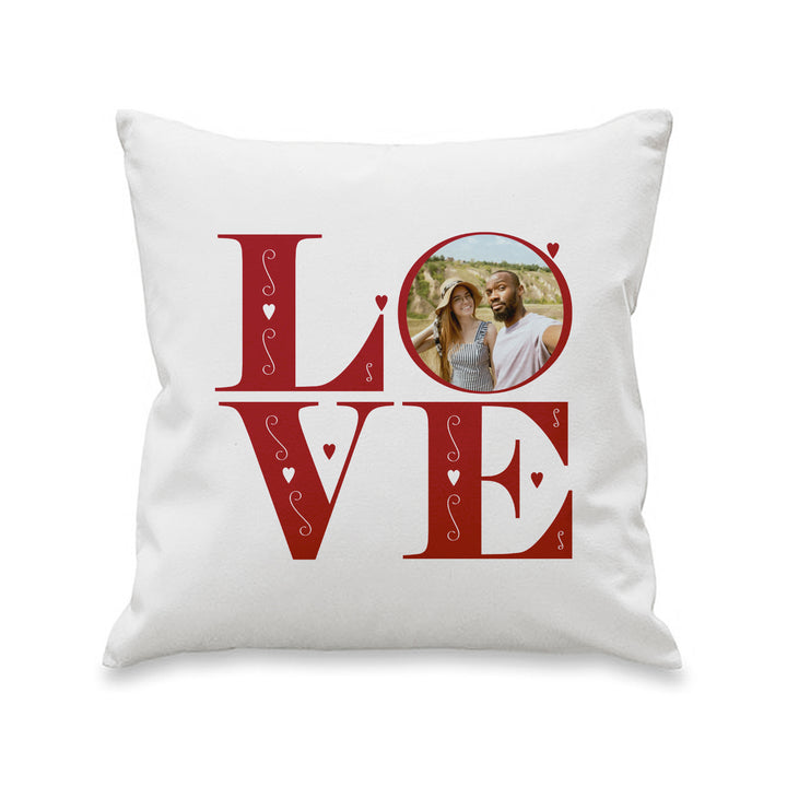 Buy Personalised LOVE Photo Upload Cushion available now at www.giftsfinder.co.uk