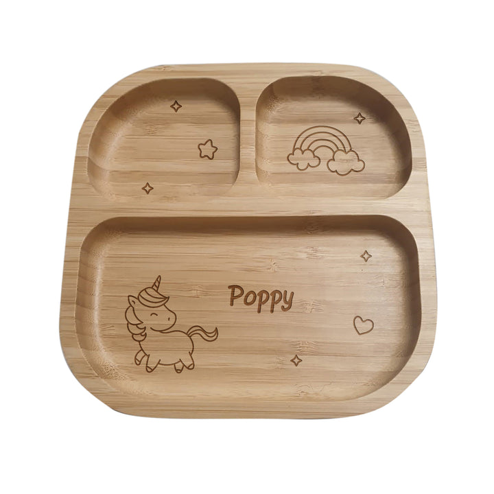 Personalised Unicorn Bamboo Suction Plate in gift category Personalised Childrens Food Plates & Sets