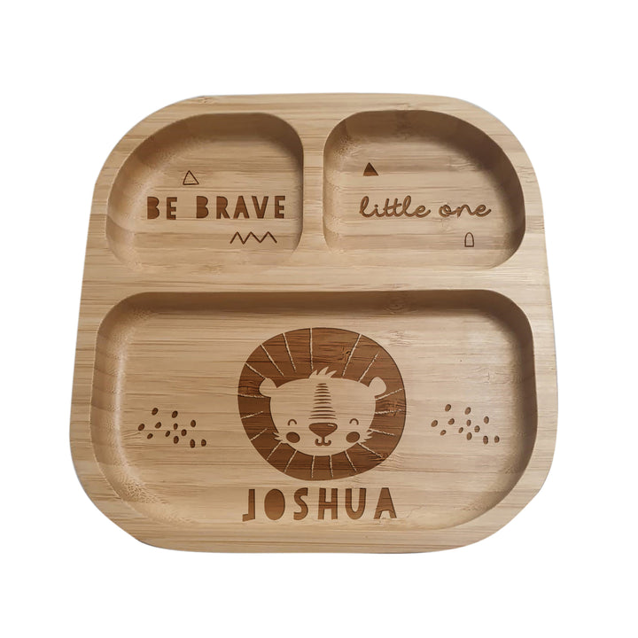 Buy Personalised Lion Bamboo Suction Plate available now at www.giftsfinder.co.uk