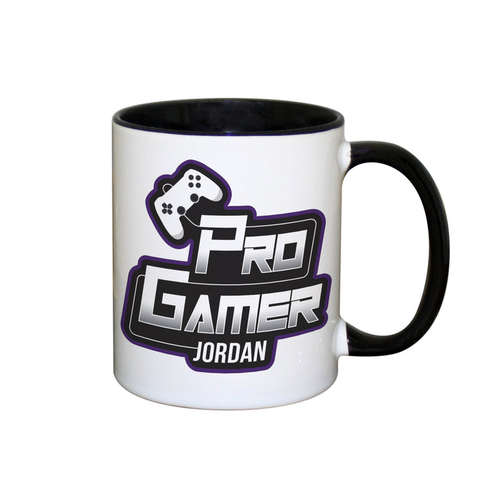 Buy Personalised Pro Gamer Black Handled Mug at www.giftsfinder.co.uk